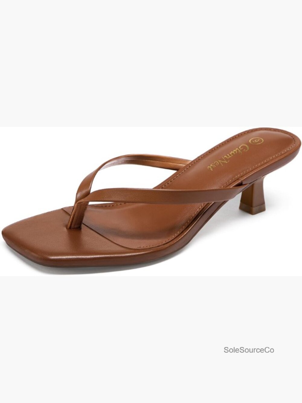 Kitten Heel Sandals Square Open Toe Slip On Heels Comfortable 2 Inch Heeled